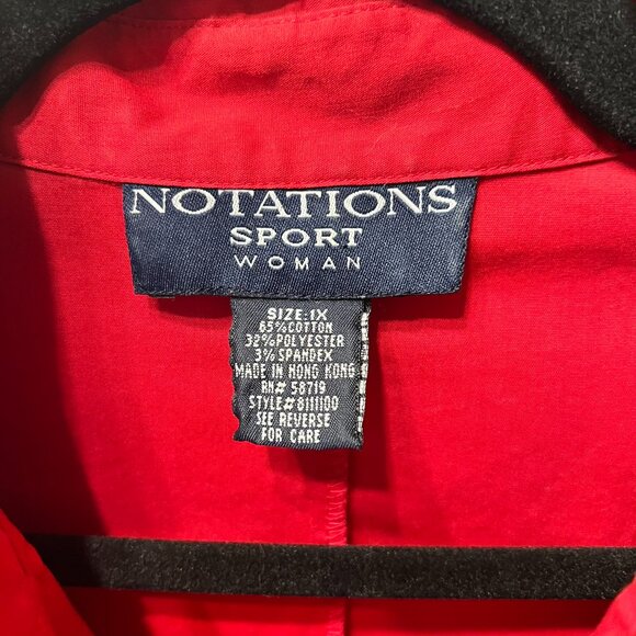 NOTATIONS SPORT Red Zip-Front Long Sleeve Shirt (Size 1X) - Picture 6 of 9